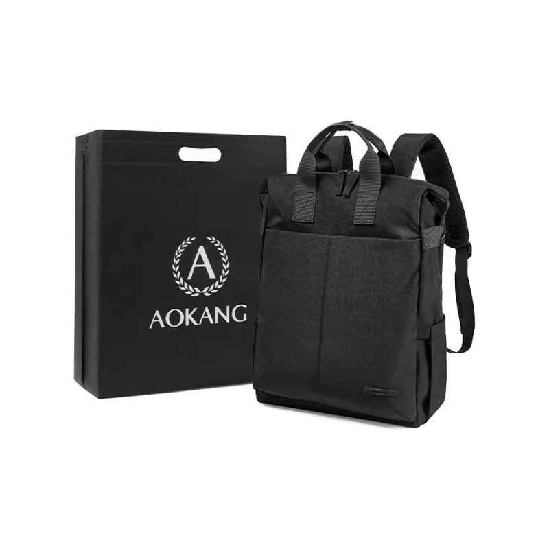 AOKANG Fabric Backpack Laptop Bag For Business Travel Regular Unisex Camel Gray/Classic Black-5
