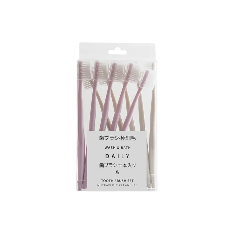 CHENYISHENG Adults Small Head Soft Bristle Toothbrushes 10 Pack With Case Japan Uniqlo Macaron-0