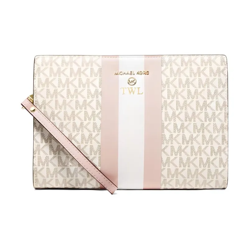 MICHAEL KORS Coated Canvas Wrist Bag Clutch Medium Size Women's Pink-3
