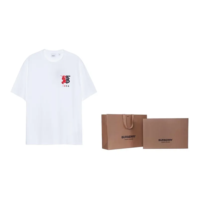 Burberry Contrast Logo Graphic Cotton T shirt-4