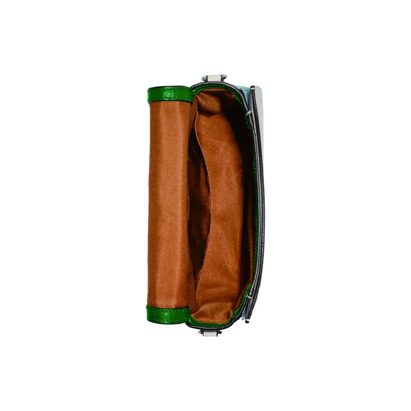 COACH Saddle Litchi Grain Leather Saddle Bag Shoulder Bag Crossbody Bag Small Size Women's Green White-2