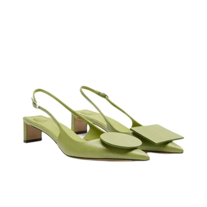 Jacquemus Block Heel High Heels 4cm Women's Green-2
