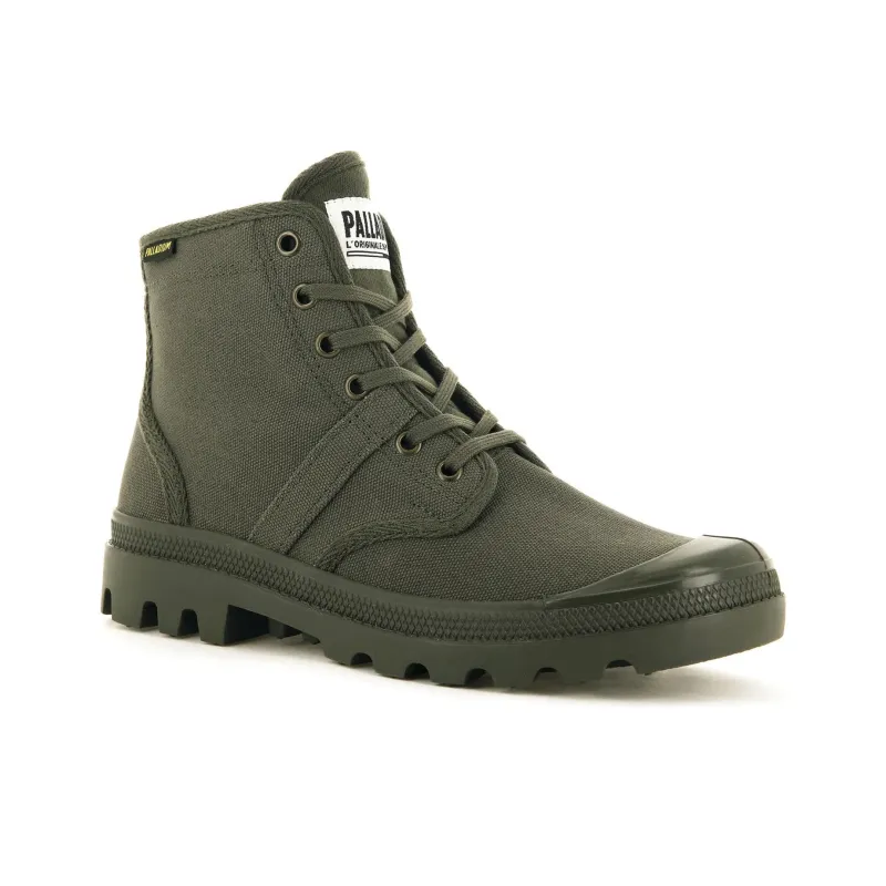 Palladium PALLABROUSSE Anti Slip Wear Resistant High Top Canvas Shoes Women's Green-3