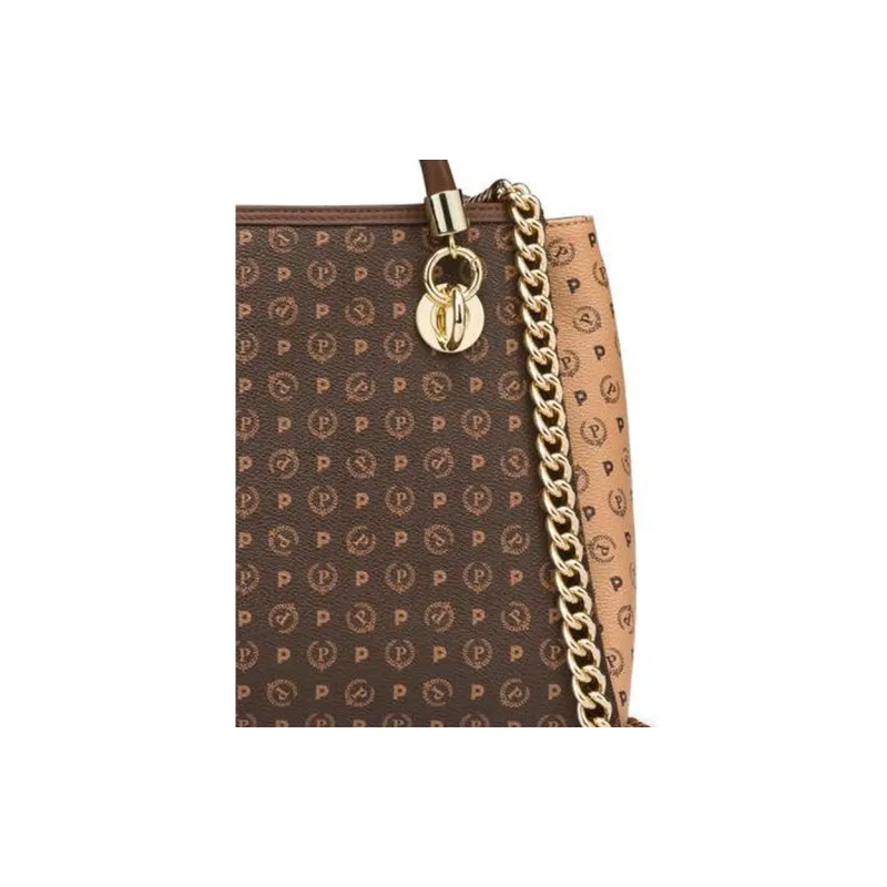 Pollini PVC Shoulder Bag, Crossbody Bag, Handbag Women's Brown/Beige-4
