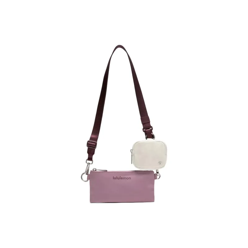 Lululemon Nylon Shoulder Bag, Crossbody Bag Regular Women's Purple & Ivory White-0