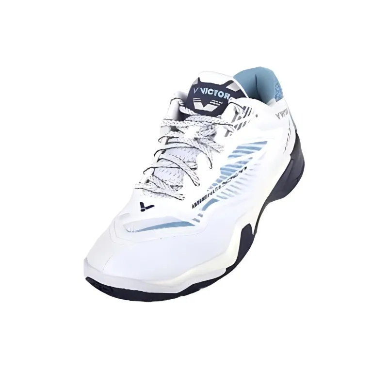 VICTOR Anti Slip Wear Resistant Low Top Badminton Shoes Men's White Black Blue-3