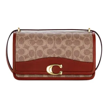 COACH PVC Crossbody Bag Shoulder Bag Medium Size Women's Red Brown