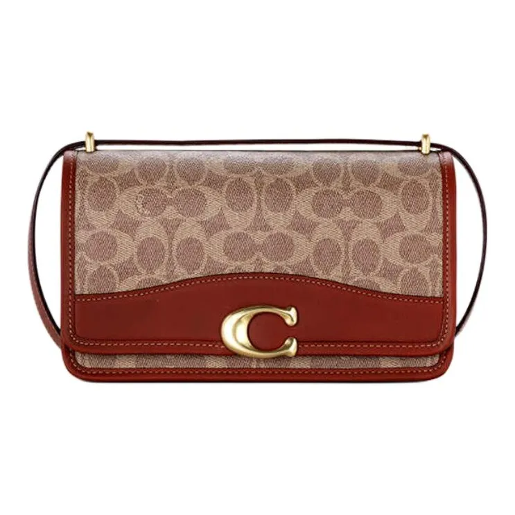COACH PVC Crossbody Bag Shoulder Bag Medium Size Women's Red Brown-0
