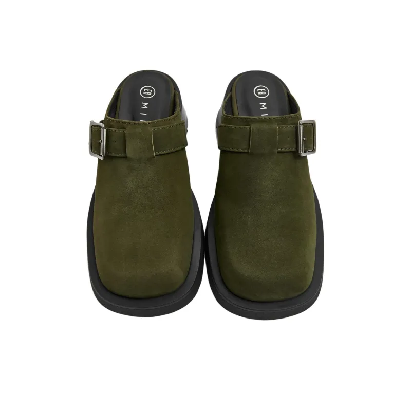 MIISTA Closed Toe Slippers 5cm Women's Green-3