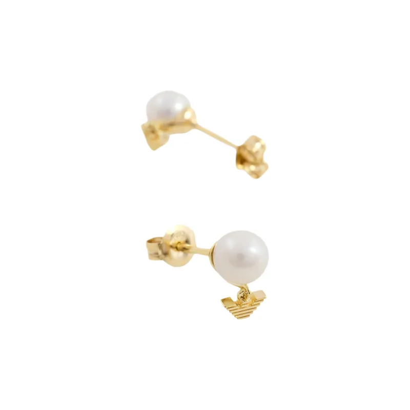EMPORIO ARMANI White Pearl Stud Earrings-1
