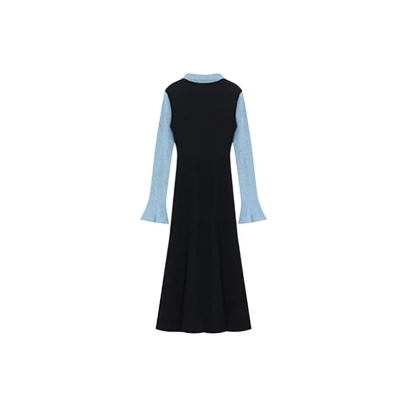 PAIN OR PLEASURE Long-Sleeved Dresses Women's Black Blue-1