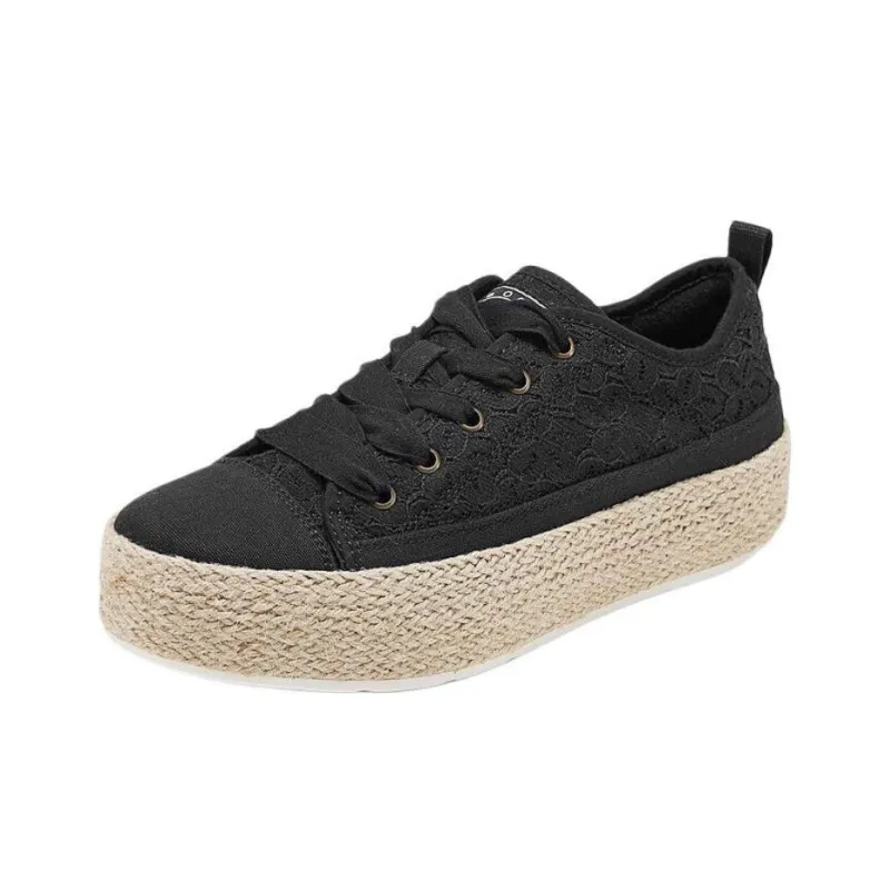 Skechers Bob's Anti-Slip Wear-Resistant Low-Top Canvas Shoes Women's Black-2