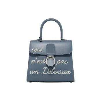 Delvau Box Leather Handbag Tubas Women's Blue