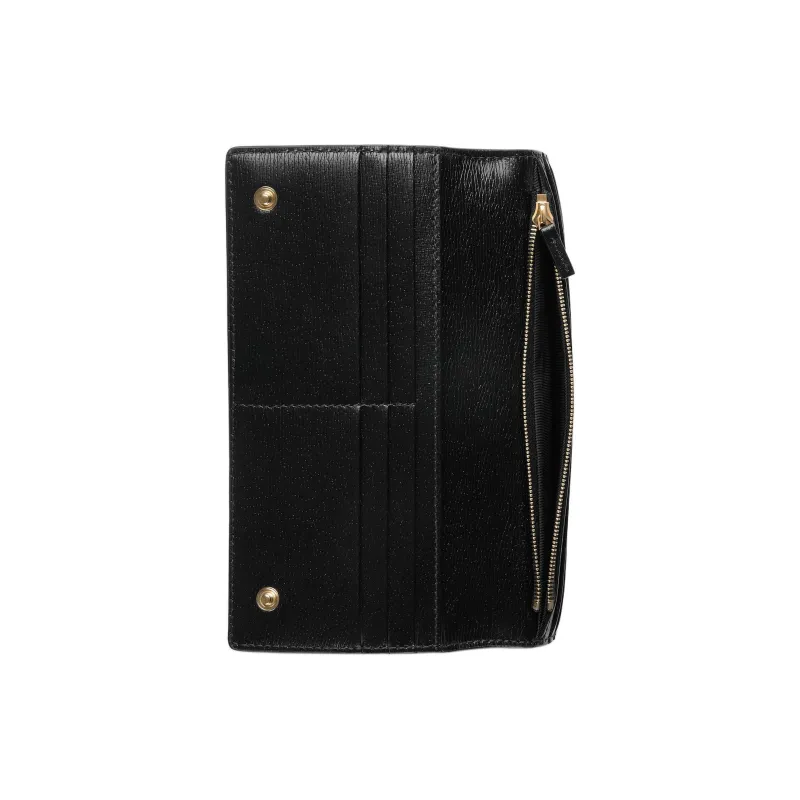 GUCCI Leather Wallet Women's Black-3