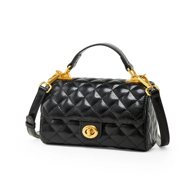 Teenmix Synthetic Leather With Cow Leather Crossbody Bag, Shoulder Bag, Handbag Women's Coffee/Black-2