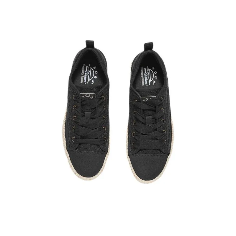 Skechers Bob's Anti-Slip Wear-Resistant Low-Top Canvas Shoes Women's Black-3