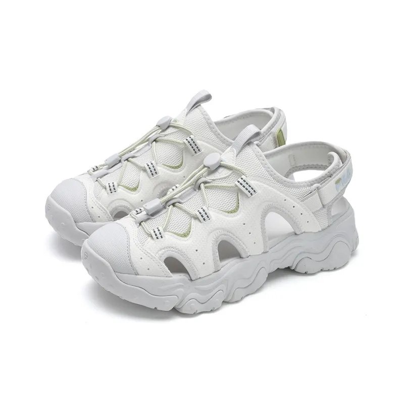 FILA FLUID 5 SANDAL Cat Paw, SuXi Girlish Beach Sandals Women's White Gray-2