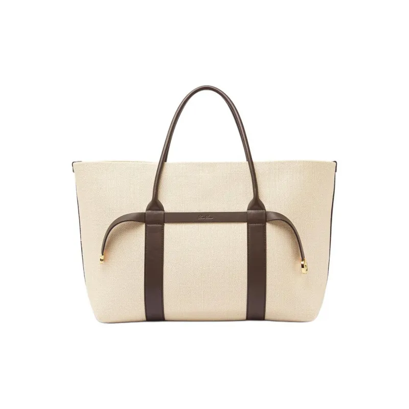 Loro Piana Ghiera Mulberry Silk Tote Bag Shopping Bag Handbag Large Size Women's Cream Amber-0