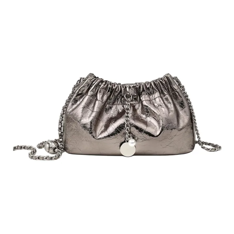 MILLIE'S Cow Leather Patchwork Synthetic Leather Shoulder Bag Women's Gunmetal-4