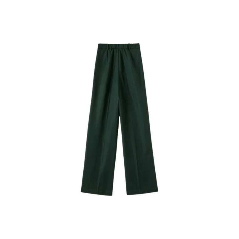 Late White Casual Pants Women's Dark Green-3