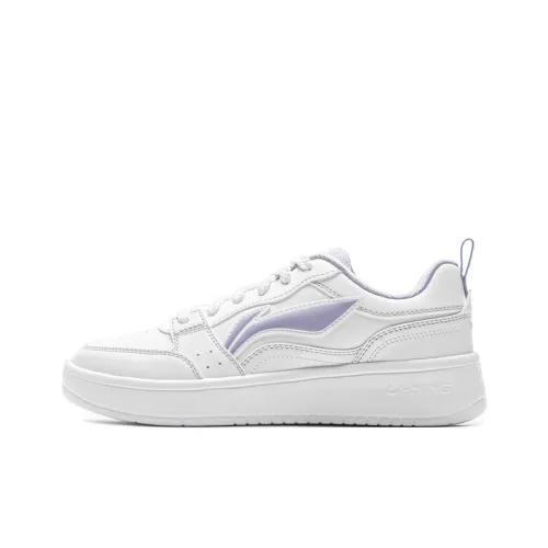 LiNing Acer Truncatum Slip-Resistant Cushioning Abrasion-Resistant Low-Top Skateboard Shoes Women's White Purple