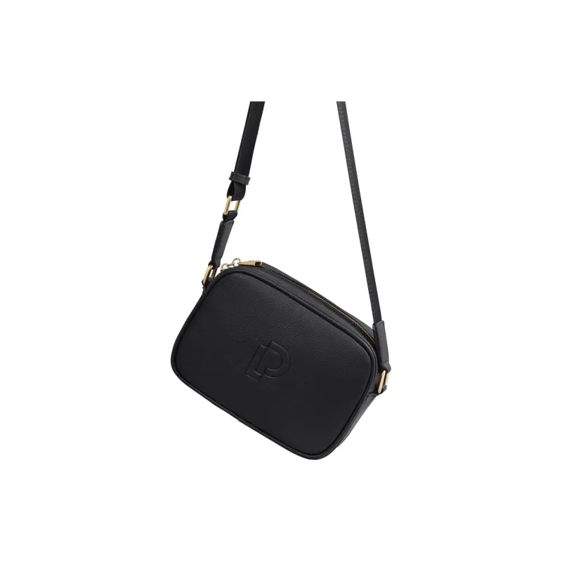 POLO Synthetic Leather Shoulder Bag Women's Ecru/Black-11