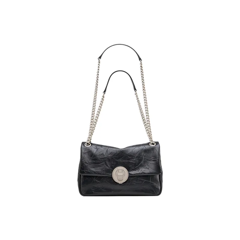 PECO Cow Leather Shoulder Bag Crossbody Bag Regular Women's Classic Black-1