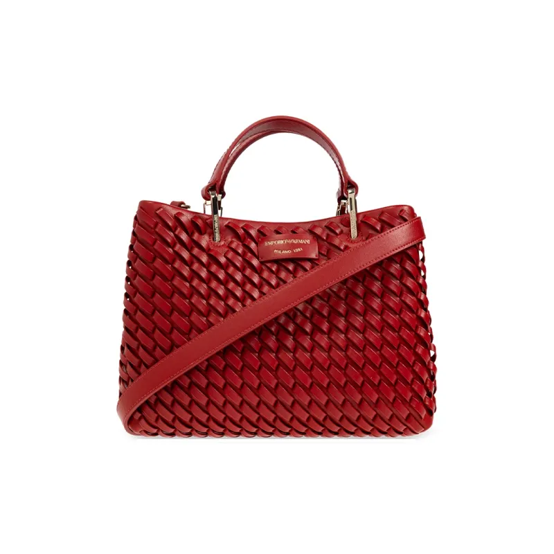 EMPORIO ARMANI Leather One Shoulder Handbag Women's Red-0