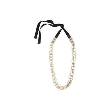 ’S MAX MARA Acrylic Resin Metal Glass Rhinestone Cotton Belt Men's Gold -