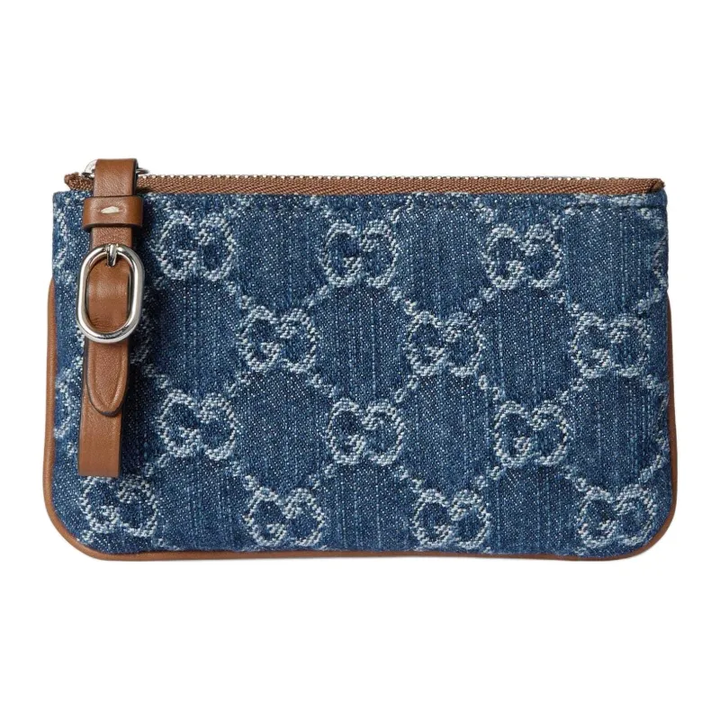 GUCCI GG Emblem Denim Clutch Women's Blue-1
