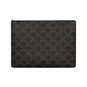 CELINE Triomphe Cow Leather Clutch Regular Men's Black