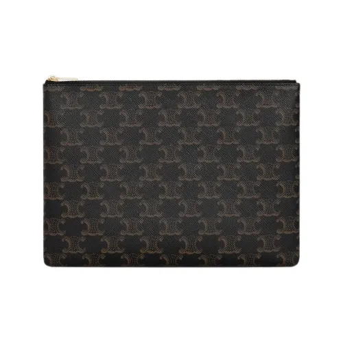 CELINE Triomphe Cow Leather Clutch Regular Men's Black