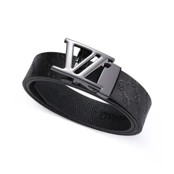 Cheekkiss Cow Leather Belts Men's Silver Gunmetal 3.5cm