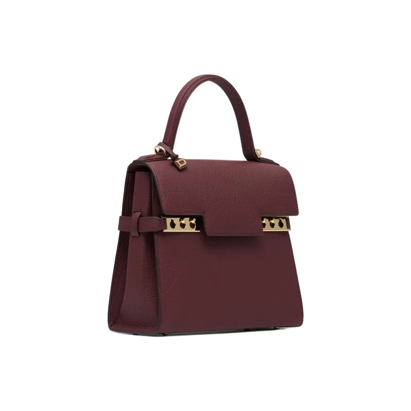 Delvau Tempête Calfskin Handbag Women's Burgundy-1