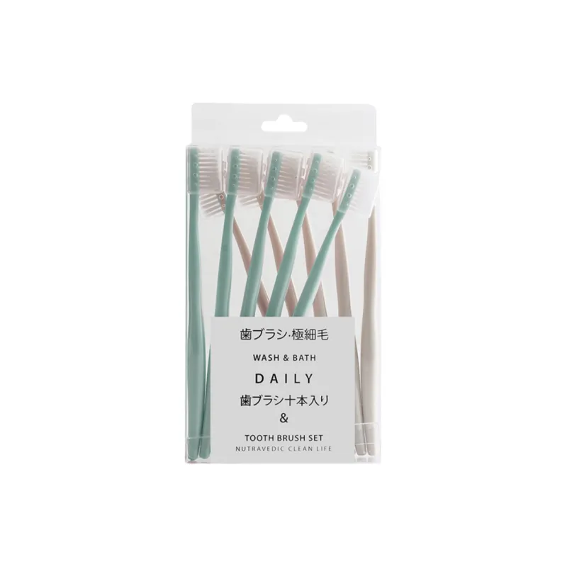 CHENYISHENG Adults Small Head Soft Bristle Toothbrushes 10 Pack With Case Japan Uniqlo Macaron-2