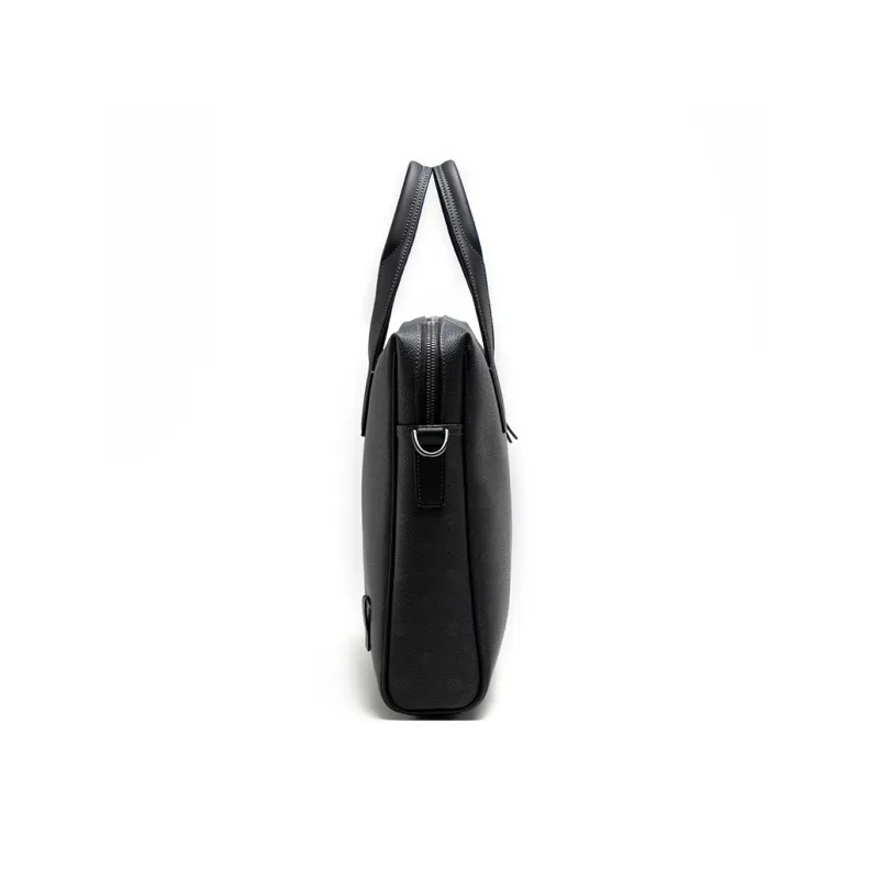 HLA Cow Leather Briefcases Large Size Men's Black-3
