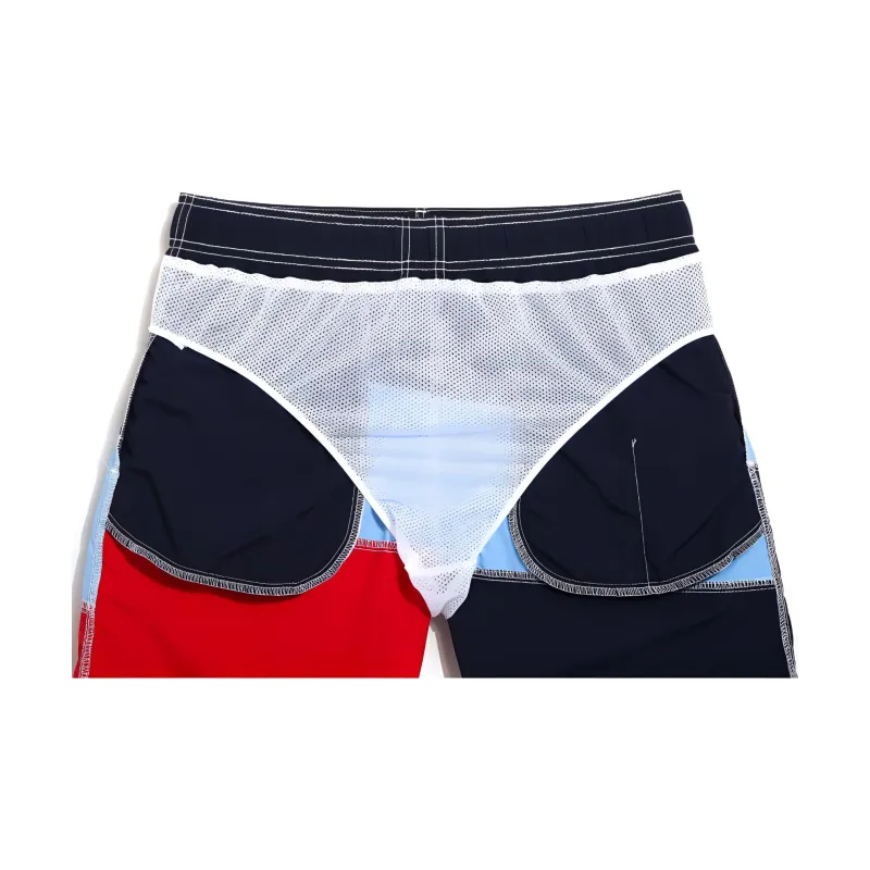GAILANG Beach Shorts Men's Red Blue Color Blocking-2