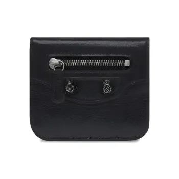 Balenciaga Le Cagole Lambskin Wallets Card Holders Women's Black