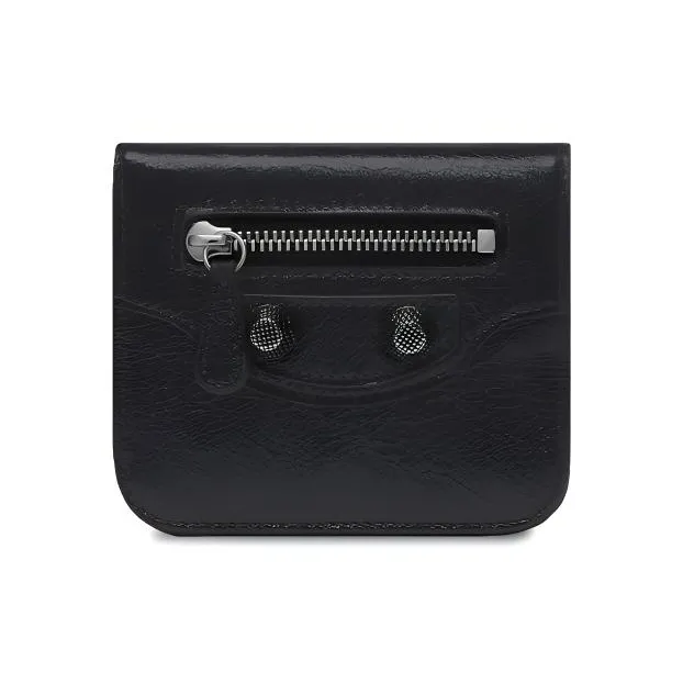 Balenciaga Le Cagole Lambskin Wallets Card Holders Women's Black-0