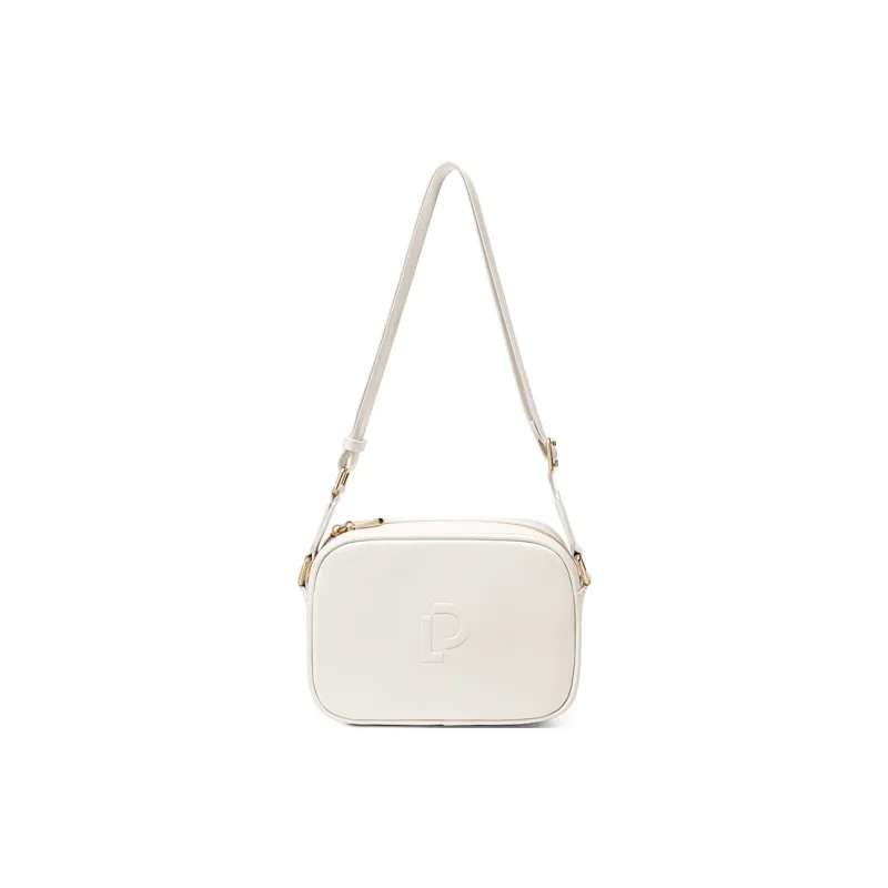 POLO Synthetic Leather Shoulder Bag Women's Ecru/Black-4