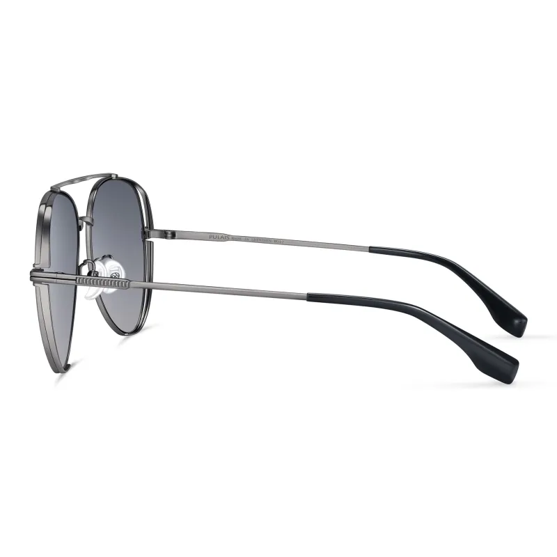 PULAIS Plate Alloy Frame Aviator Sunglasses Unisex-2