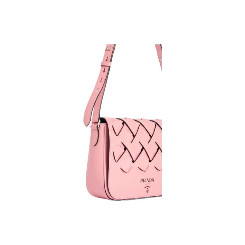 PRADA Leather Shoulder Bag Crossbody Bag Regular Women's Petal Pink/Black-5