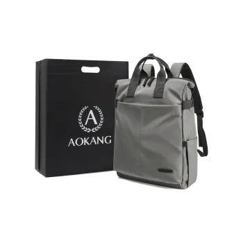 AOKANG Fabric Backpack Laptop Bag For Business Travel Regular Unisex Camel Gray/Classic Black