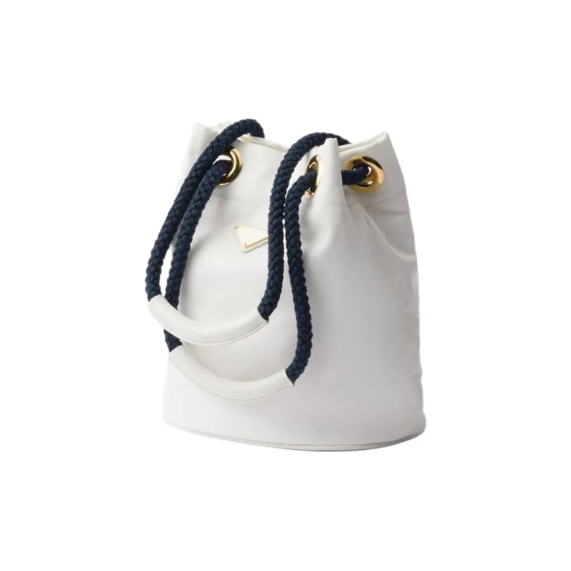 PRADA Re-Nylon Polyamide Bucket Bags Handbags Shoulder Bags Small Size Women's White & Blue-1