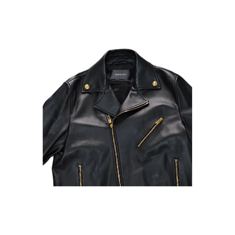 FANSIZHE Leather Jacket Men's Black-2