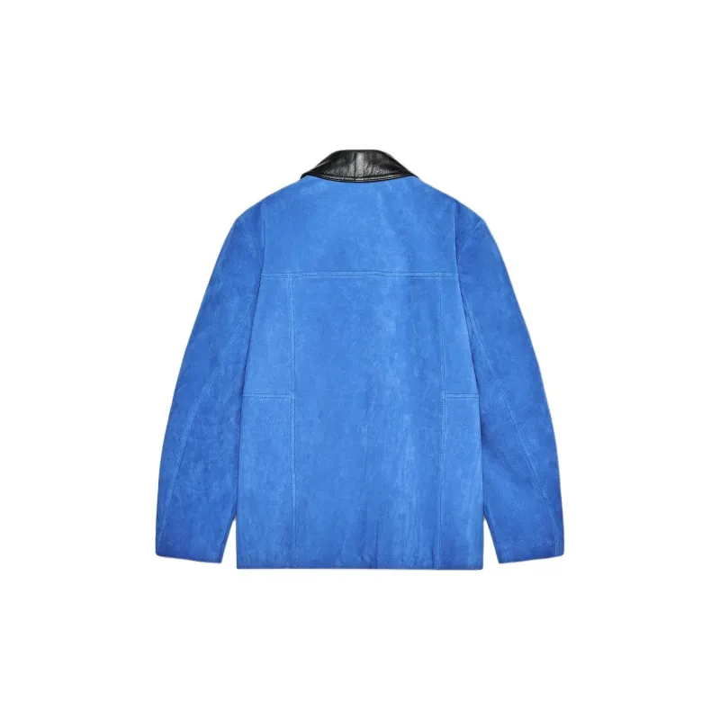 ZARA Leather Jacket Women's Bright Blue-1