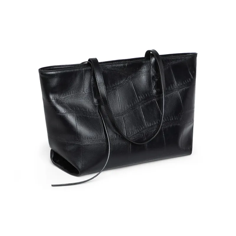 MILLIE'S Cow Leather Shoulder Bag Tote Shopping Bag Regular Women's Black/Dark Brown-3