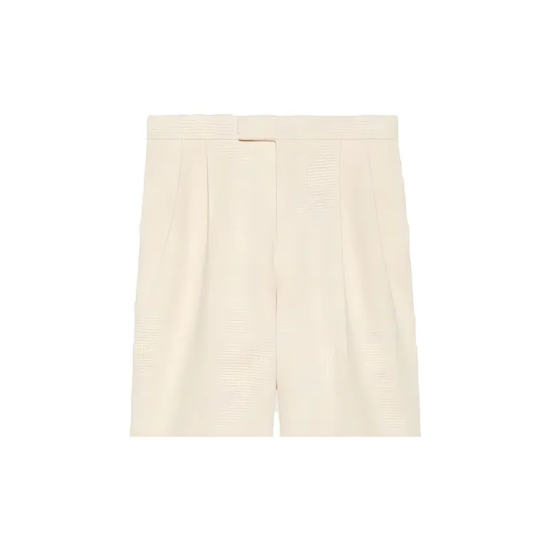 GUCCI High Rise Tweed Shorts White-4