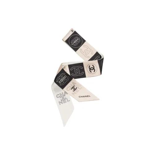 CHANEL Silk Scarves Women's Beige