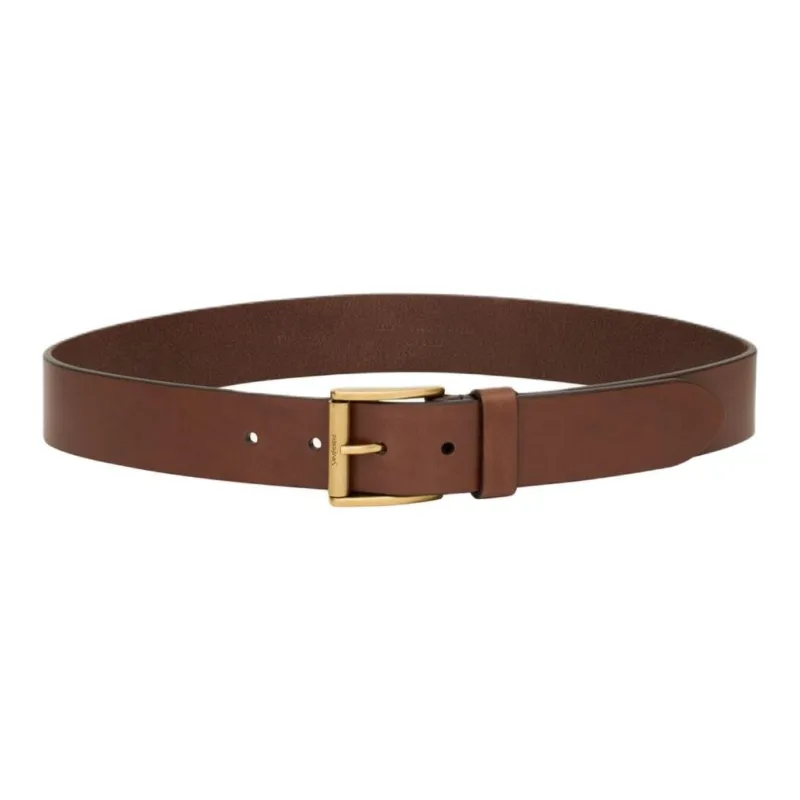 SAINT LAURENT Calfskin Brass Leather Belts Women's Brown 3.5CM-0